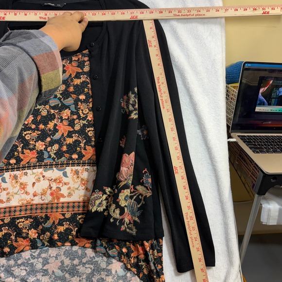 Desigual XXL Floral Cardigan Top Black Layered Boho Wearable Art Festival Comfy - Picture 8 of 13